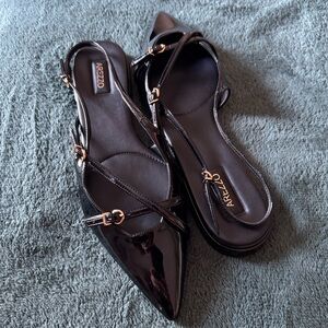 BRAND NEW Elegant Black Arezzo Tiffany Slingbacks - NEW IN BOX